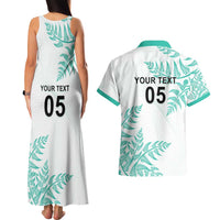 Custom New Zealand Football Couples Matching Tank Maxi Dress and Hawaiian Shirt Aotearoa Pride Aqua Version - Polynesian Pride
