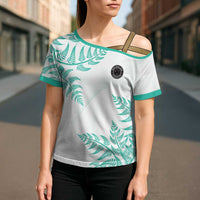 Custom New Zealand Football Cross Shoulder Shirt Aotearoa Pride Aqua Version LT05 - Polynesian Pride