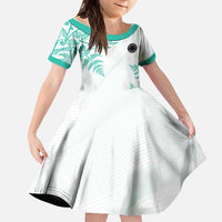 Custom New Zealand Football Family Matching Mermaid Dress and Hawaiian Shirt Aotearoa Pride Aqua Version - Polynesian Pride