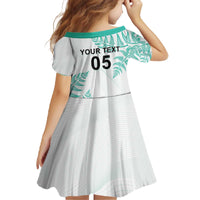 Custom New Zealand Football Family Matching Off The Shoulder Long Sleeve Dress and Hawaiian Shirt Aotearoa Pride Aqua Version - Polynesian Pride