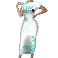 Custom New Zealand Football Family Matching Short Sleeve Bodycon Dress and Hawaiian Shirt Aotearoa Pride Aqua Version - Polynesian Pride