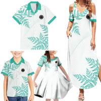 Custom New Zealand Football Family Matching Summer Maxi Dress and Hawaiian Shirt Aotearoa Pride Aqua Version - Polynesian Pride
