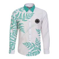 Custom New Zealand Football Long Sleeve Button Shirt Aotearoa Pride Aqua Version LT05 Unisex Aqua - Polynesian Pride