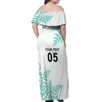 Custom New Zealand Football Off Shoulder Maxi Dress Aotearoa Pride Aqua Version LT05 - Polynesian Pride