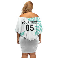 Custom New Zealand Football Off Shoulder Short Dress Aotearoa Pride Aqua Version LT05 - Polynesian Pride