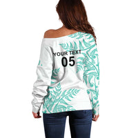 Custom New Zealand Football Off Shoulder Sweater Aotearoa Pride Aqua Version LT05 - Polynesian Pride
