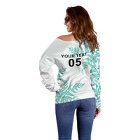 Custom New Zealand Football Off Shoulder Sweater Aotearoa Pride Aqua Version LT05 - Polynesian Pride