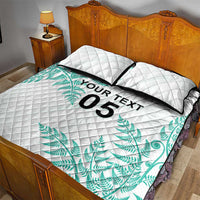 Custom New Zealand Football Quilt Bed Set Aotearoa Pride Aqua Version - Polynesian Pride
