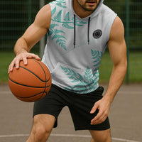 Custom New Zealand Football Sleeveless Hoodie Aotearoa Pride Aqua Version LT05 - Polynesian Pride
