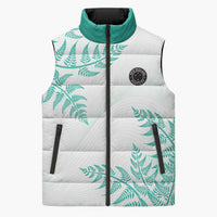 Custom New Zealand Football Sleeveless Puffer Jacket Aotearoa Pride Aqua Version LT05 Unisex Aqua - Polynesian Pride