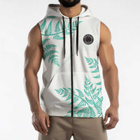 Custom New Zealand Football Sleeveless Zip Hoodie Aotearoa Pride Aqua Version LT05 - Polynesian Pride
