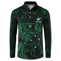 Custom New Zealand Fishing Button Sweatshirt Maori Tribal Pattern - Polynesian Pride