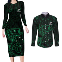 Custom New Zealand Fishing Couples Matching Long Sleeve Bodycon Dress and Long Sleeve Button Shirt Maori Tribal Pattern - Polynesian Pride