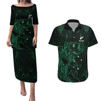 Custom New Zealand Fishing Couples Matching Puletasi and Hawaiian Shirt Maori Tribal Pattern - Polynesian Pride