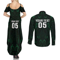 Custom New Zealand Fishing Couples Matching Summer Maxi Dress and Long Sleeve Button Shirt Maori Tribal Pattern - Polynesian Pride