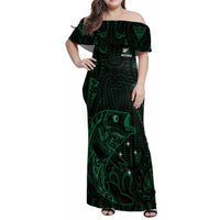 Custom New Zealand Fishing Family Matching Off Shoulder Maxi Dress and Hawaiian Shirt Maori Tribal Pattern - Polynesian Pride