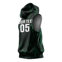 Custom New Zealand Fishing Sleeveless Hoodie Maori Tribal Pattern - Polynesian Pride