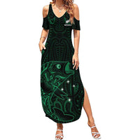 Custom New Zealand Fishing Summer Maxi Dress Maori Tribal Pattern LT05 Women Black - Polynesian Pride
