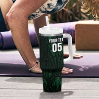 Custom New Zealand Fishing Tumbler With Handle Maori Tribal Pattern - Polynesian Pride
