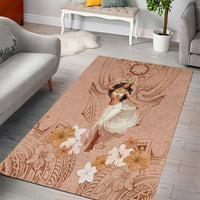 Hawaii Women's Day Area Rug With Polynesian Pattern