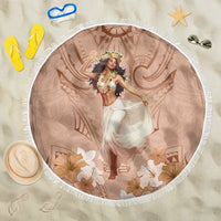 Hawaii Women's Day Beach Blanket With Polynesian Pattern LT05 One Size 150cm Brown - Polynesian Pride