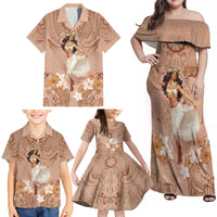 Hawaii Women's Day Family Matching Off Shoulder Maxi Dress and Hawaiian Shirt With Polynesian Pattern LT05 - Polynesian Pride