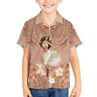 Hawaii Women's Day Family Matching Tank Maxi Dress and Hawaiian Shirt With Polynesian Pattern LT05 Son's Shirt Brown - Polynesian Pride