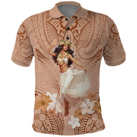 Hawaii Women's Day Polo Shirt With Polynesian Pattern LT05 Brown - Polynesian Pride