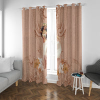 Hawaii Women's Day Window Curtain With Polynesian Pattern LT05 With Grommets Brown - Polynesian Pride