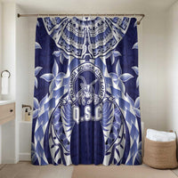 Tonga Queen Salote College Bathroom Set Centenary Navy Version LT05 Shower Curtain Only Navy - Polynesian Pride