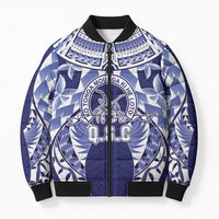 Personalised Tonga Queen Salote College Bomber Puffer Jacket Centenary Navy Version LT05 Unisex Navy - Polynesian Pride