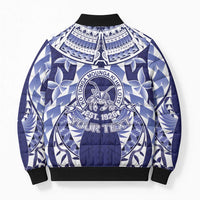 Personalised Tonga Queen Salote College Bomber Puffer Jacket Centenary Navy Version LT05 - Polynesian Pride