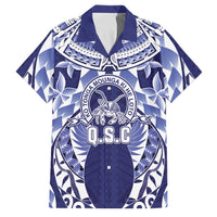 Personalised Tonga Queen Salote College Family Matching Off The Shoulder Long Sleeve Dress and Hawaiian Shirt Centenary Navy Version
