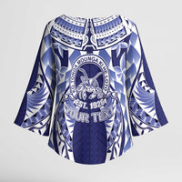 Personalised Tonga Queen Salote College Kimono Sleeve Blouse Centenary Navy Version LT05 - Polynesian Pride