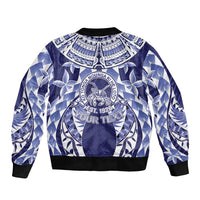 Personalised Tonga Queen Salote College Sleeve Zip Bomber Jacket Centenary Navy Version LT05 - Polynesian Pride