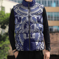 Personalised Tonga Queen Salote College Sleeveless Puffer Jacket Centenary Navy Version LT05 - Polynesian Pride