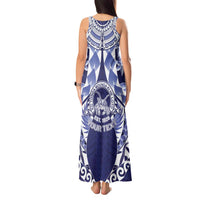 Personalised Tonga Queen Salote College Tank Maxi Dress Centenary Navy Version LT05 - Polynesian Pride