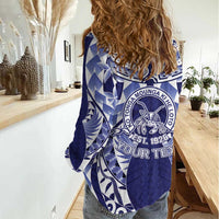 Personalised Tonga Queen Salote College Women Casual Shirt Centenary Navy Version LT05 - Polynesian Pride