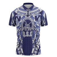 Personalised Tonga Queen Salote College Zipper Polo Shirt Centenary Navy Version LT05 Navy - Polynesian Pride