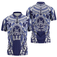 Personalised Tonga Queen Salote College Zipper Polo Shirt Centenary Navy Version LT05 - Polynesian Pride