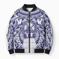 Personalised Tonga Queen Salote College Bomber Puffer Jacket Centenary White Version LT05 Unisex White - Polynesian Pride