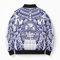 Personalised Tonga Queen Salote College Bomber Puffer Jacket Centenary White Version LT05 - Polynesian Pride