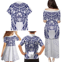 Personalised Tonga Queen Salote College Family Matching Puletasi and Hawaiian Shirt Centenary White Version LT05 - Polynesian Pride