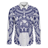 Personalised Tonga Queen Salote College Family Matching Puletasi and Hawaiian Shirt Centenary White Version LT05 Dad's Shirt - Long Sleeve White - Polynesian Pride