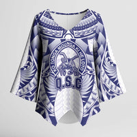 Personalised Tonga Queen Salote College Kimono Sleeve Blouse Centenary White Version LT05 Female White - Polynesian Pride