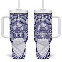 Personalised Tonga Queen Salote College Tumbler With Handle Centenary White Version LT05 One Size: 40 oz White - Polynesian Pride