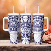 Personalised Tonga Queen Salote College Tumbler With Handle Centenary White Version LT05 - Polynesian Pride