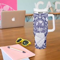 Personalised Tonga Queen Salote College Tumbler With Handle Centenary White Version LT05 - Polynesian Pride