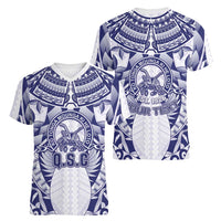 Personalised Tonga Queen Salote College Women V-Neck T-Shirt Centenary White Version LT05 - Polynesian Pride