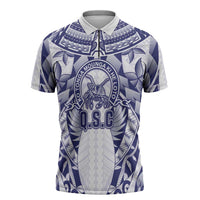 Personalised Tonga Queen Salote College Zipper Polo Shirt Centenary White Version LT05 White - Polynesian Pride